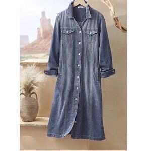 Coldwater Creek Mew Roads Denim Shirt Dress